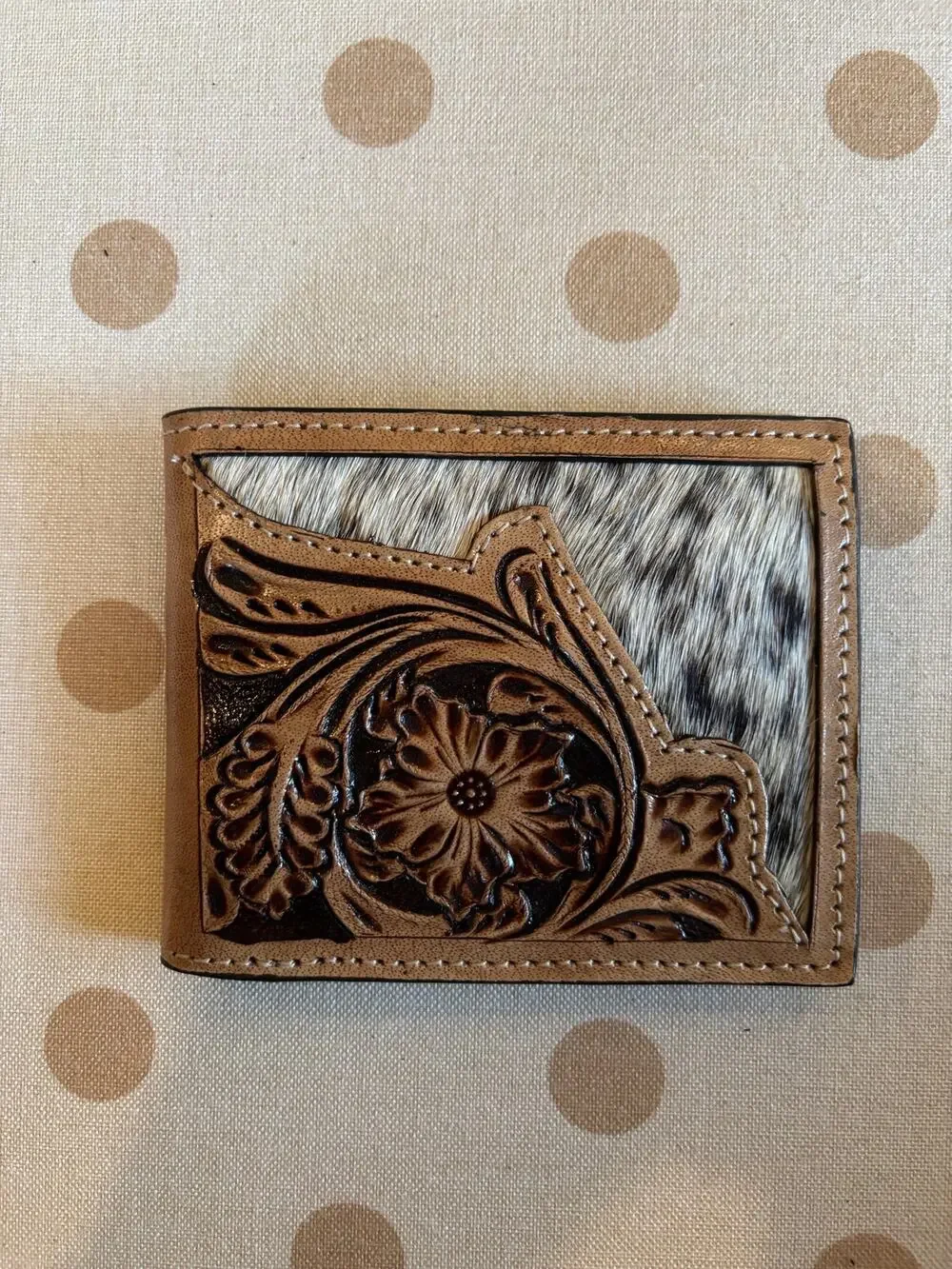 Cowhide Leather Tooled Men’s Western Bi-fold Wallet